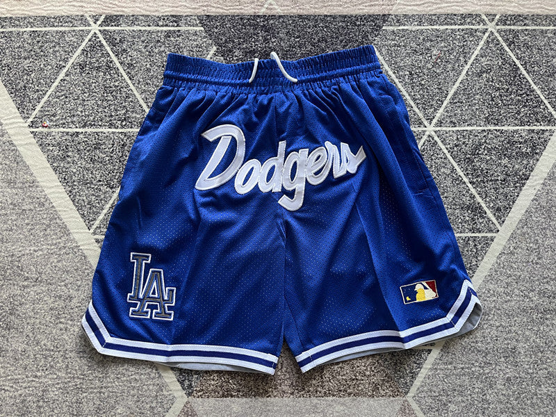 Royal Blue LA Dodgers premium basketball shorts, full front view