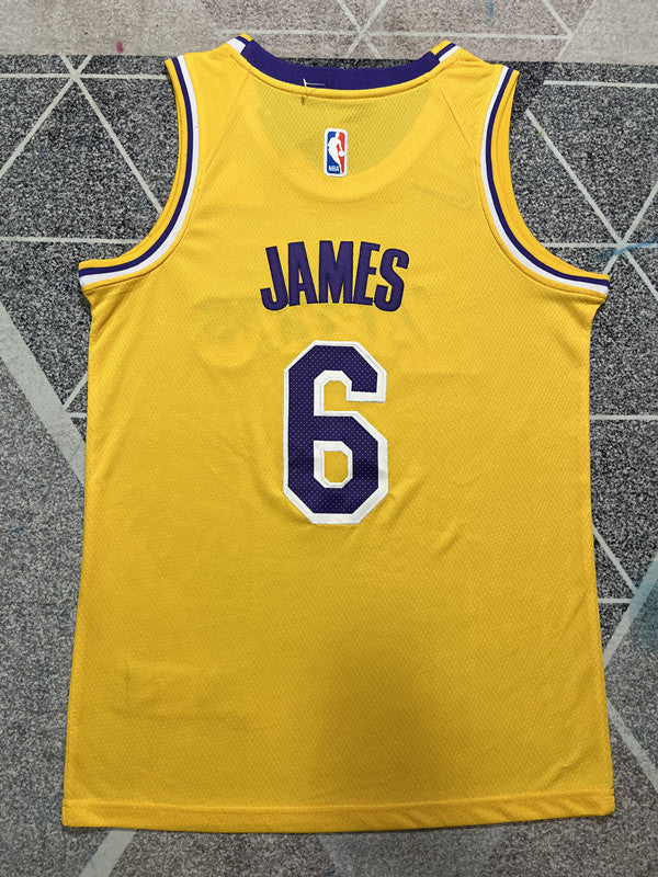 Yellow LA Lakers basketball jersey, full back view