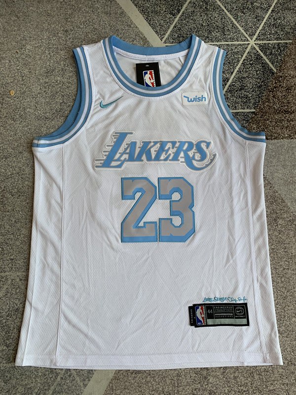 Multi-color LA Lakers basketball jersey, full front view