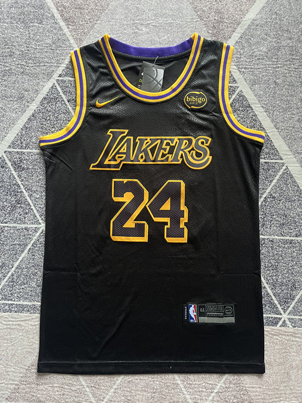 Multi-color LA Lakers basketball jersey, full front view