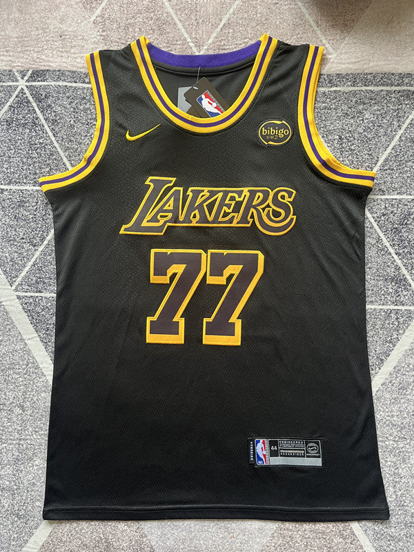 Multi-color LA Lakers basketball jersey, full front view