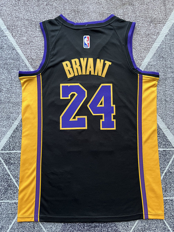Black LA Lakers basketball jersey, full back view