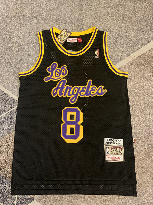 Black LA Lakers basketball jersey, full front view