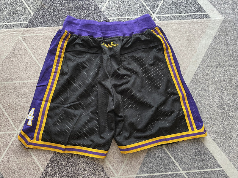 Black and Gold LA Lakers premium basketball shorts, full back view