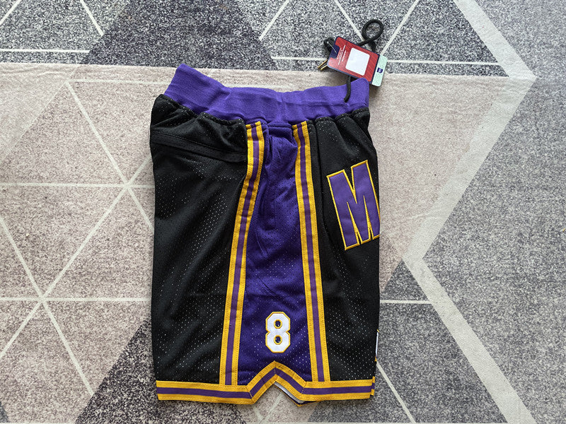 Black and Gold LA Lakers premium basketball shorts, side panel detail