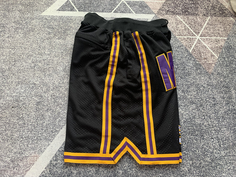 Black and Gold LA Lakers premium basketball shorts, waistband and label detail