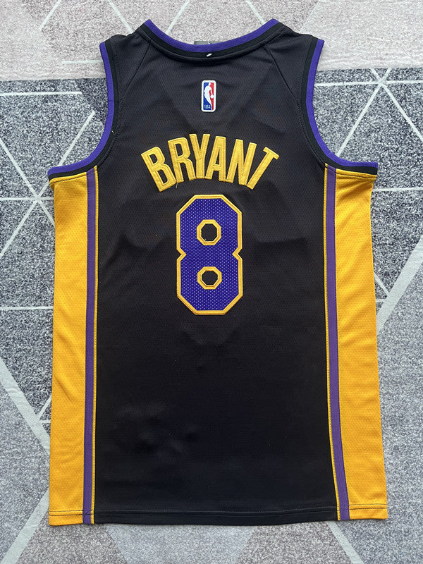 Black LA Lakers basketball jersey, full back view