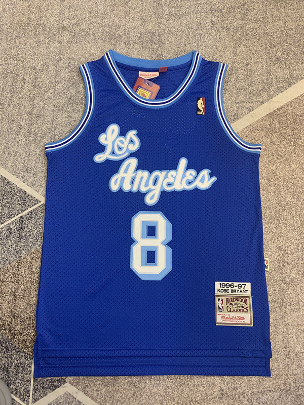 Blue LA Lakers basketball jersey, full front view