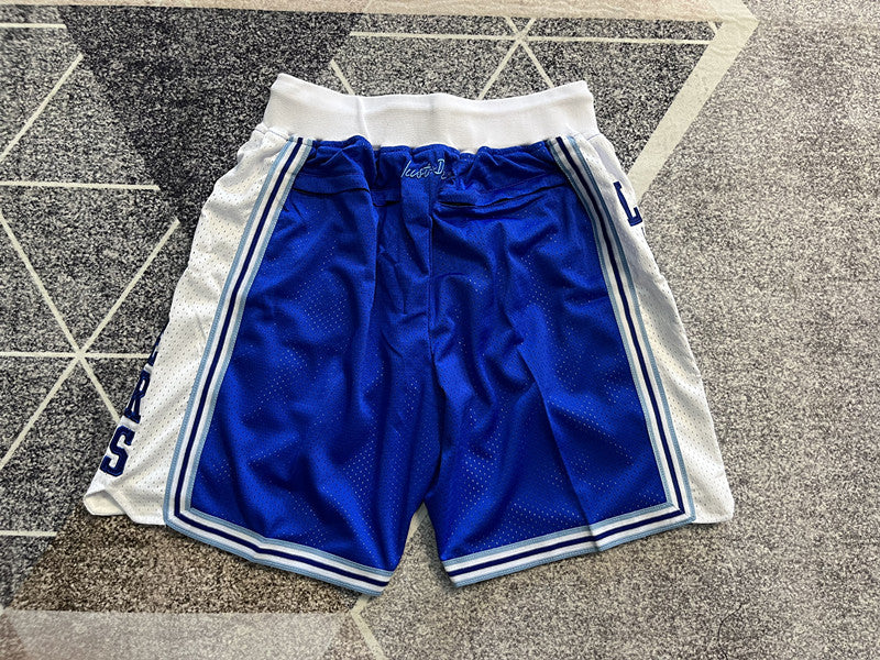 Blue LA Lakers premium basketball shorts, full back view
