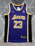 Purple LA Lakers basketball jersey, full front view