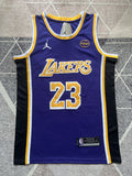 Purple LA Lakers basketball jersey, full front view