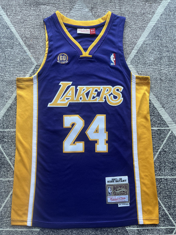 Purple LA Lakers basketball jersey, full front view