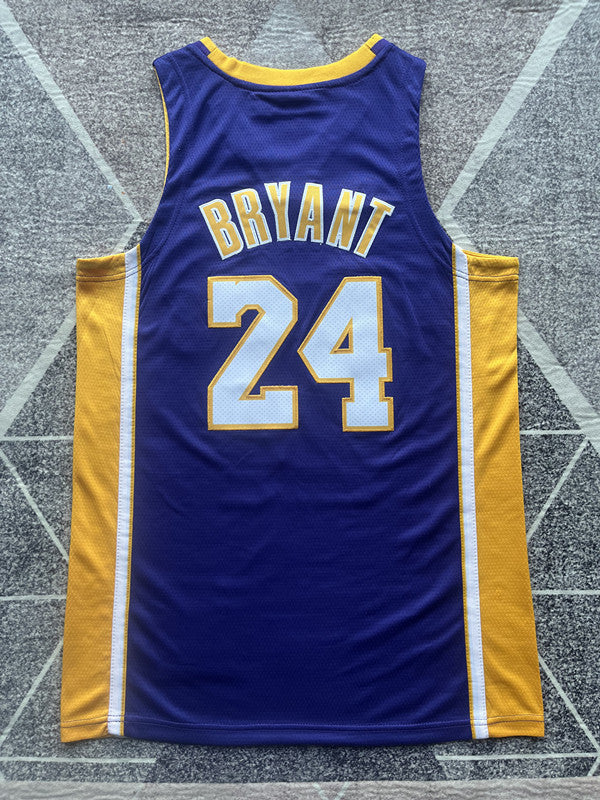 Purple LA Lakers basketball jersey, full back view
