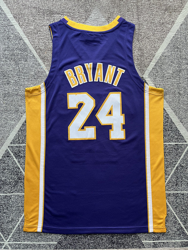 Purple LA Lakers basketball jersey, full back view