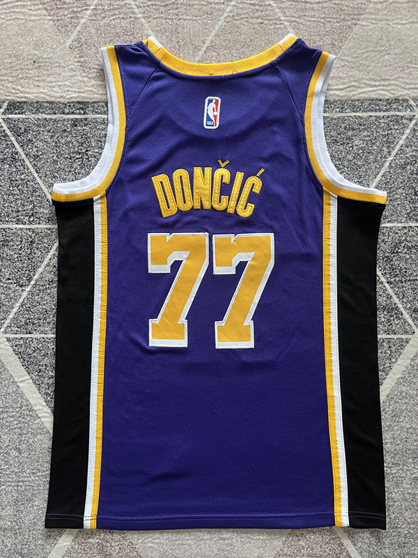 Purple LA Lakers basketball jersey, full back view