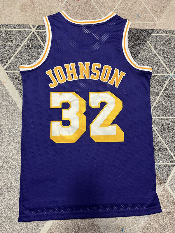 LA Lakers Purple Retro Basketball Jersey #32 back view [SPMERGE:P244:back]