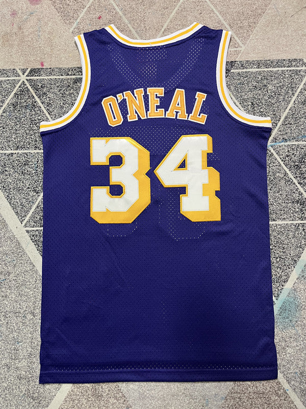LA Lakers Purple Retro Basketball Jersey #34 back view [SPMERGE:P246:back]