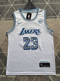 White LA Lakers basketball jersey, full front view
