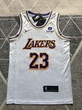 White LA Lakers basketball jersey, full front view