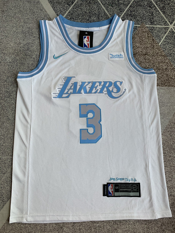 White LA Lakers basketball jersey, full front view