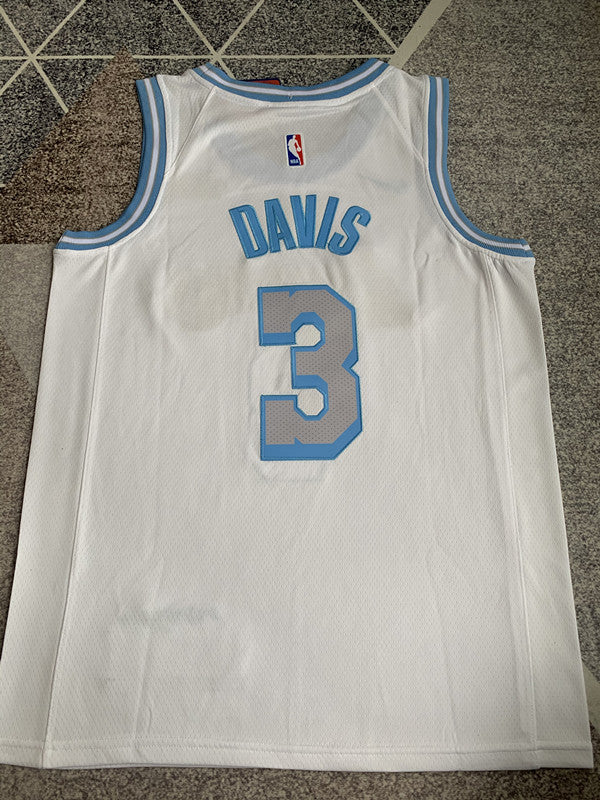White LA Lakers basketball jersey, full back view