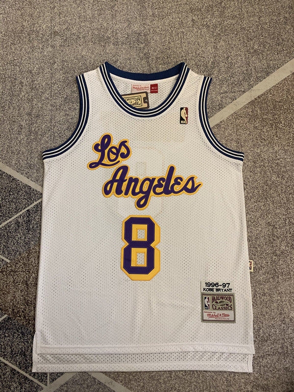 White LA Lakers basketball jersey, full front view
