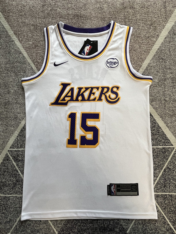 LA Lakers White Sponsor Edition Basketball Jersey #15 front view [SPMERGE:P212:front]