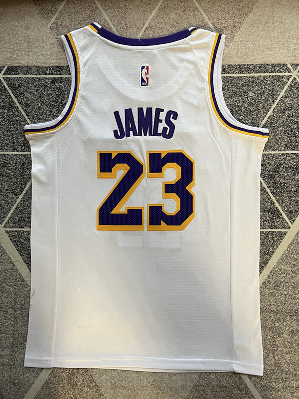 LA Lakers White Sponsor Edition Basketball Jersey #23 back view [SPMERGE:P221:back]