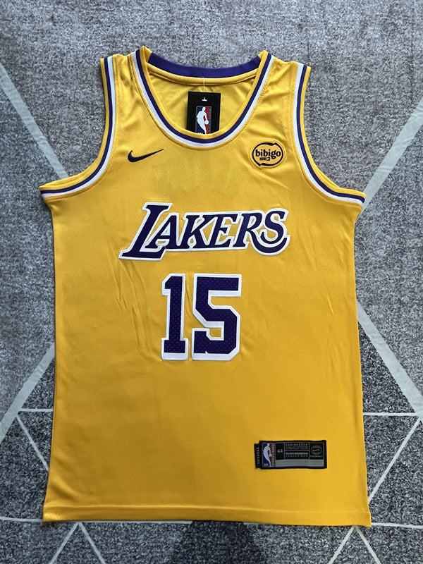 Yellow LA Lakers basketball jersey, full front view
