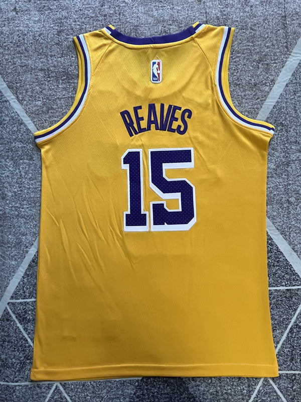 Yellow LA Lakers basketball jersey, full back view