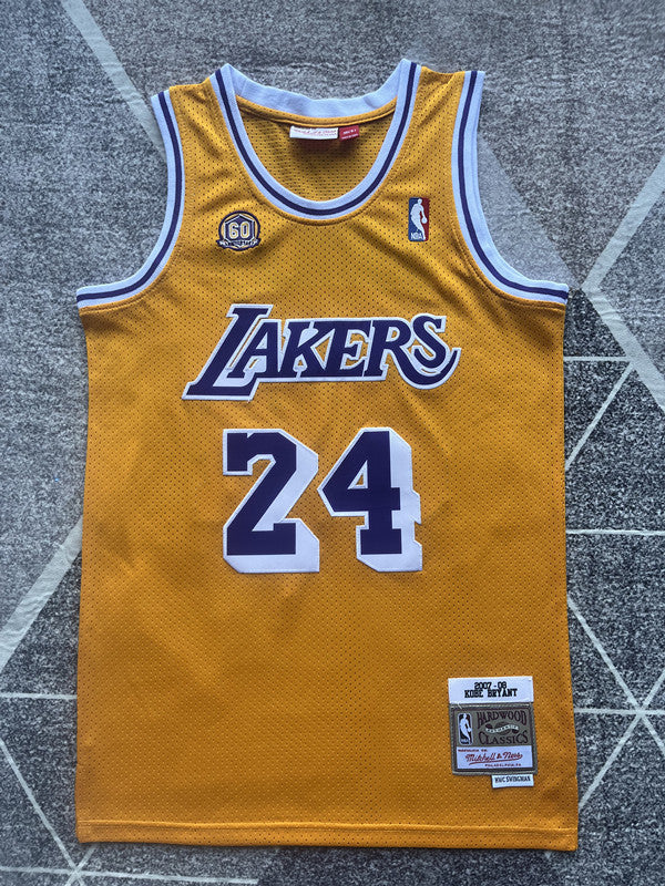 Yellow LA Lakers basketball jersey, full front view