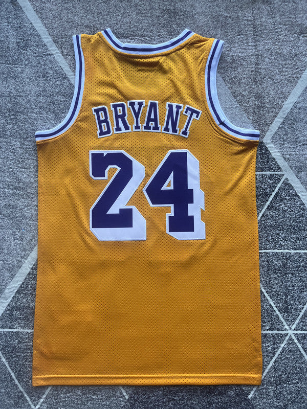Yellow LA Lakers basketball jersey, full back view