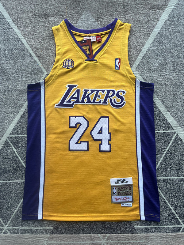 Yellow LA Lakers basketball jersey, full front view