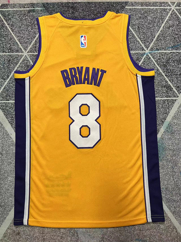 Yellow LA Lakers basketball jersey, full back view
