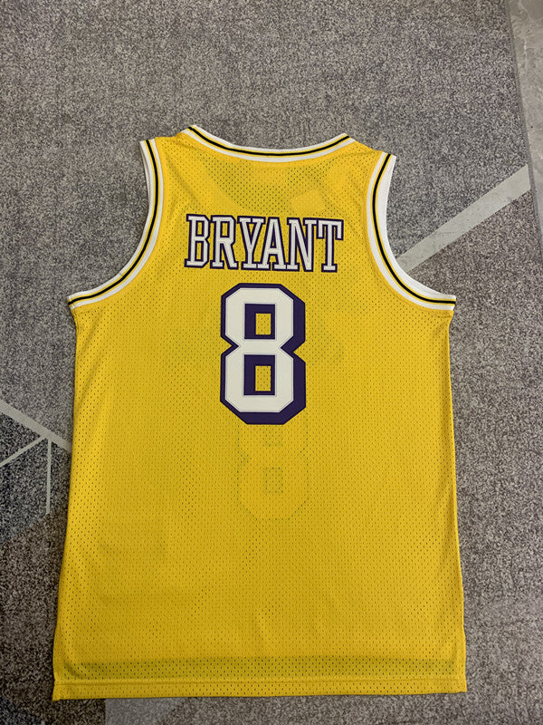 Yellow LA Lakers basketball jersey, full back view