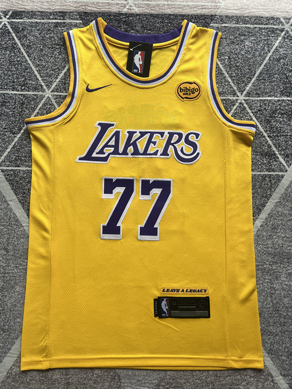 LA Lakers Yellow Basketball Jersey #77 front view [SPMERGE:P251:front]