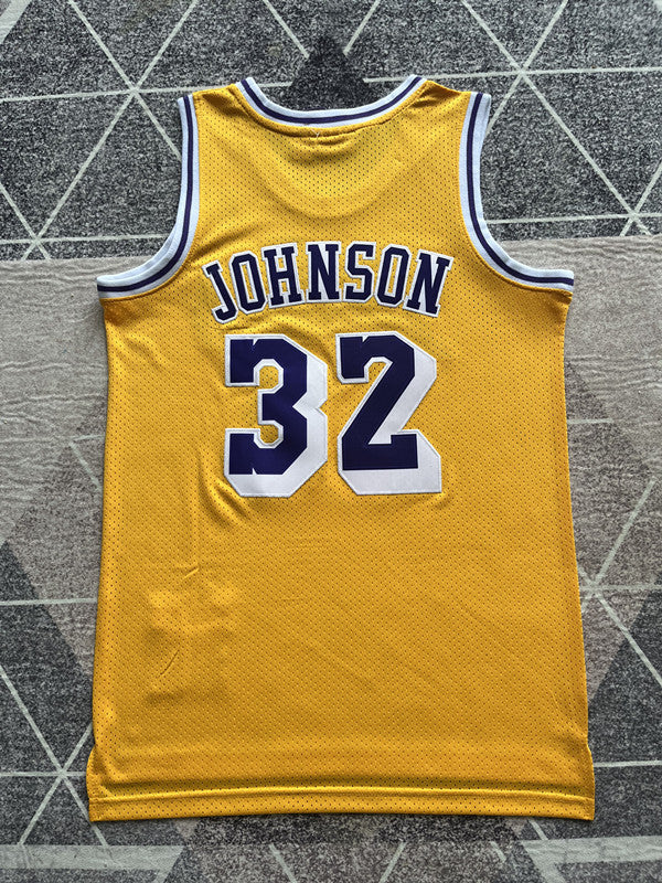 LA Lakers Yellow Retro Basketball Jersey #32 back view [SPMERGE:P245:back]