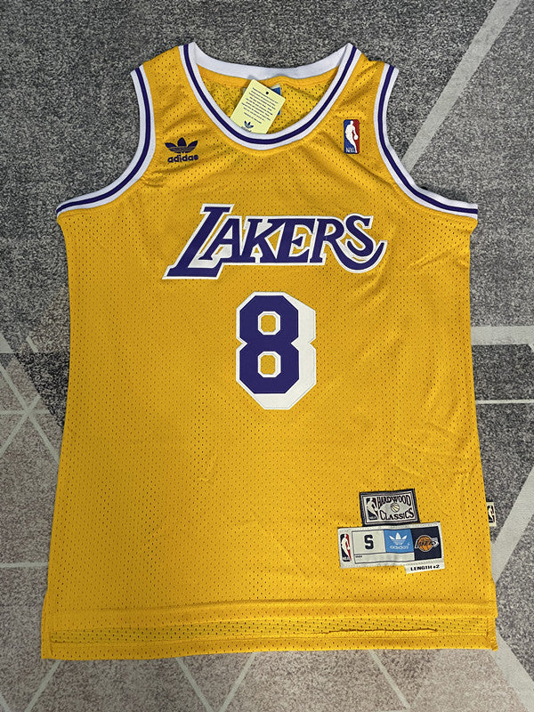 LA Lakers Yellow Retro Basketball Jersey #8 front view [SPMERGE:P259:front]