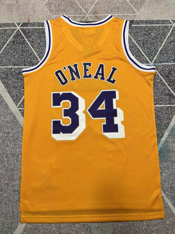 LA Lakers Yellow Retro Basketball Jersey #34 back view [SPMERGE:P262:back]