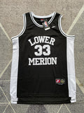 Black Lower Merion basketball jersey, full front view