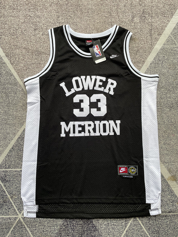 Black Lower Merion basketball jersey, full front view