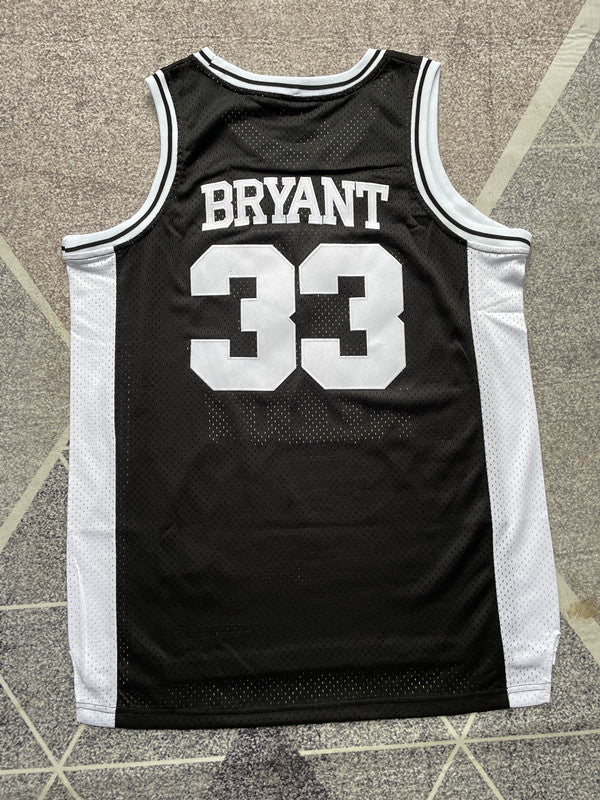 Black Lower Merion basketball jersey, full back view