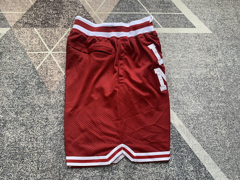 Maroon Lower Merion premium basketball shorts, side panel detail