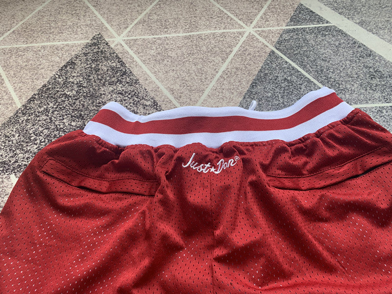 Maroon Lower Merion premium basketball shorts, waistband and label detail