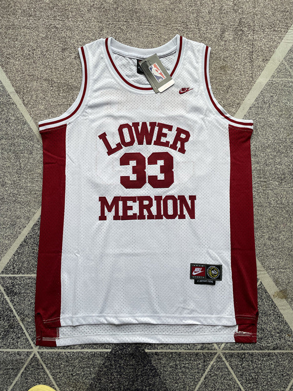 White Lower Merion basketball jersey, full front view