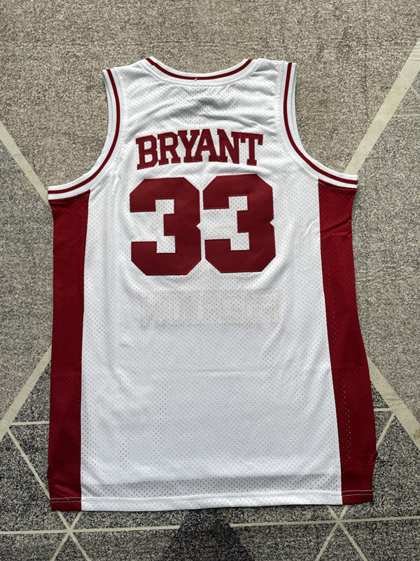 White Lower Merion basketball jersey, full back view