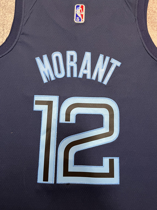 Navy Memphis Grizzlies basketball jersey, back lettering and number detail