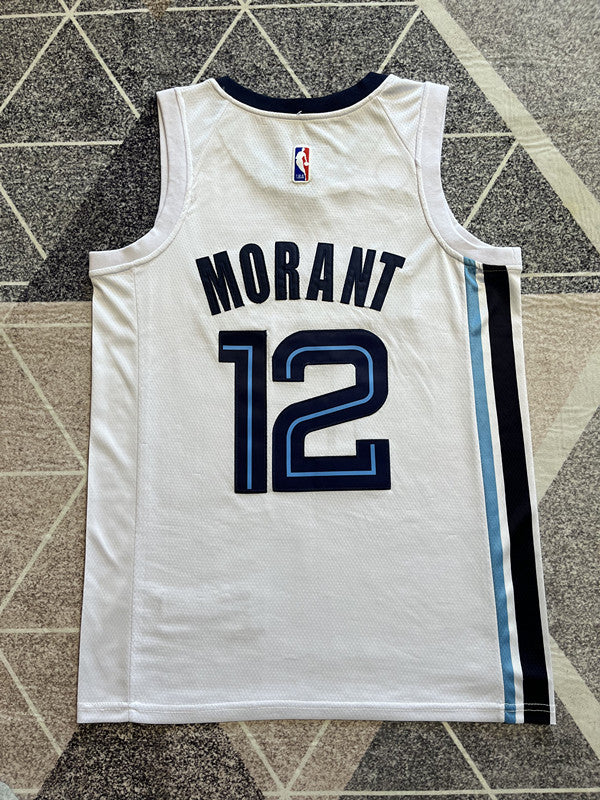 White Memphis Grizzlies basketball jersey, full back view