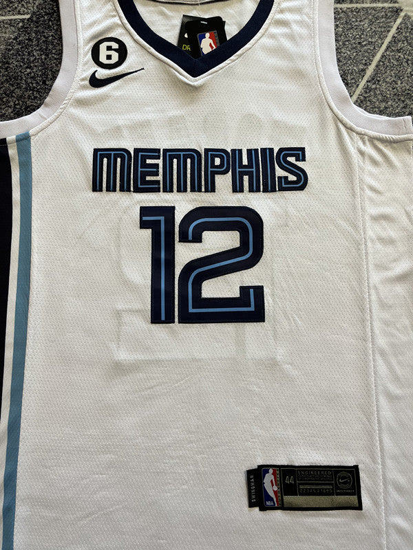 White Memphis Grizzlies basketball jersey, front graphic detail