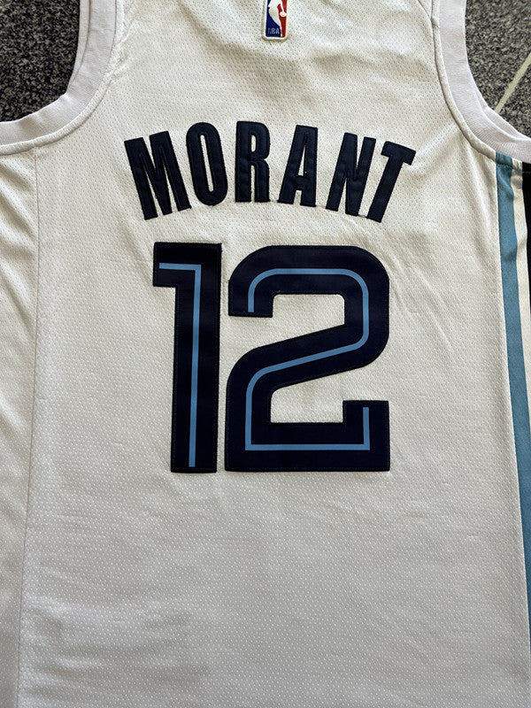 White Memphis Grizzlies basketball jersey, back lettering and number detail